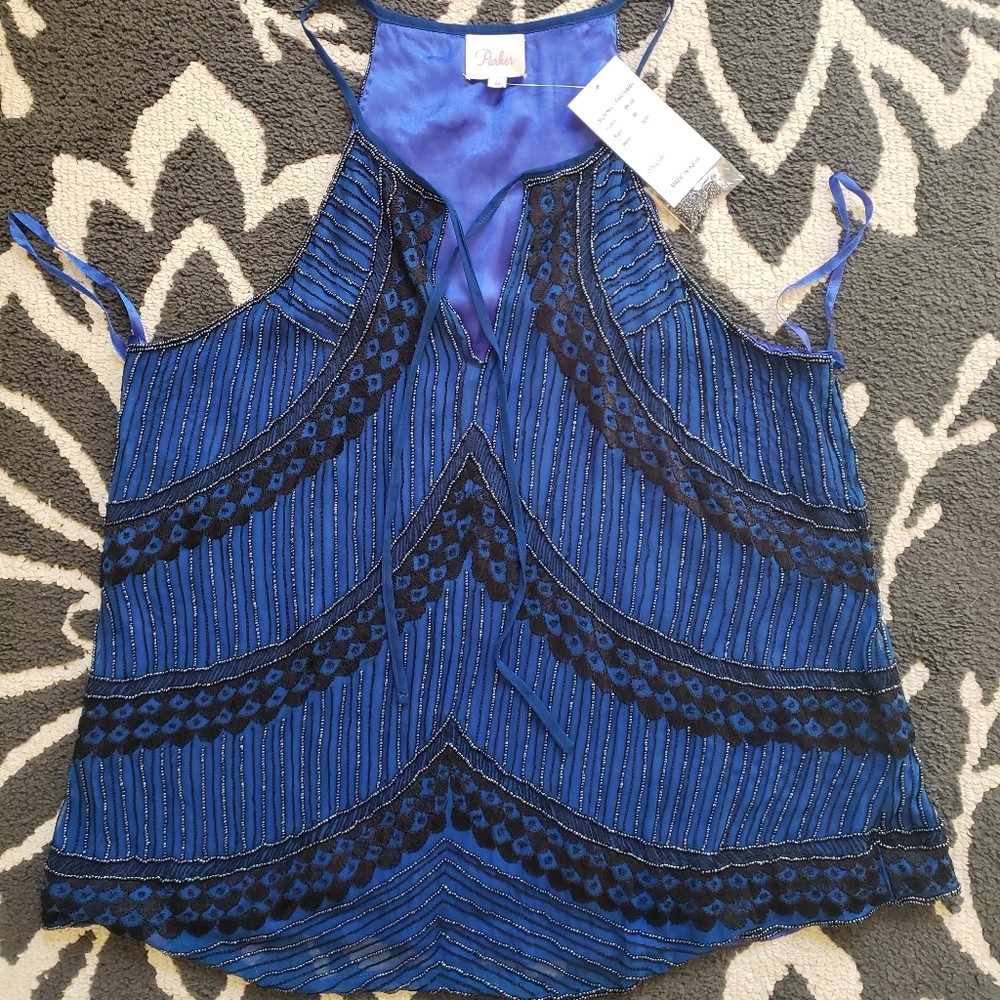 Parker Royal Blue Beaded Tank